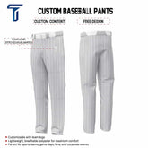 Custom Grey White Pinestripe Stretch Practice Loose-fit Baseball Pants